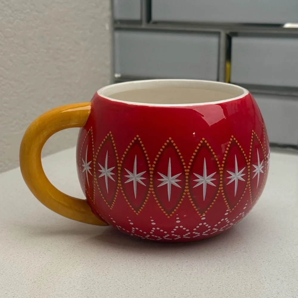 Harry & David Holiday Christmas Mug Red and White Starburst Pattern Ceramic - Picture 4 of 10